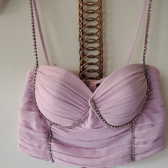 Elegant Lavender Rhinestone Bustier Top - Picture 5 of 8